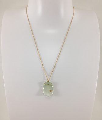 Bijoux Argent Collier Rosekafé Pétale Vert