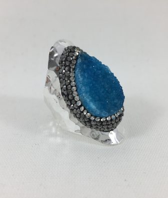 Bijoux fantaisies Bague Hypnochic Longue Bleu/Argent