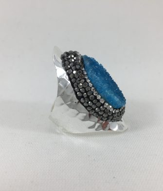 Bijoux fantaisies Bague Hypnochic Longue Bleu/Argent