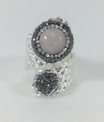 Bijoux Fantaisies Bague Hypnochic Toi et Moi Rose Argent 2