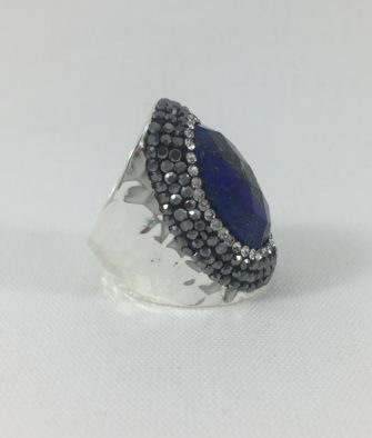 Bijoux fantaisies Bague Hypnochic Pierre Bleu Argent