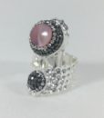 Bijoux Fantaisies Bague Hypnochic Toi et Moi Rose Argent