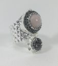 Bijoux Fantaisies Bague Hypnochic Toi et Moi Rose Argent 2