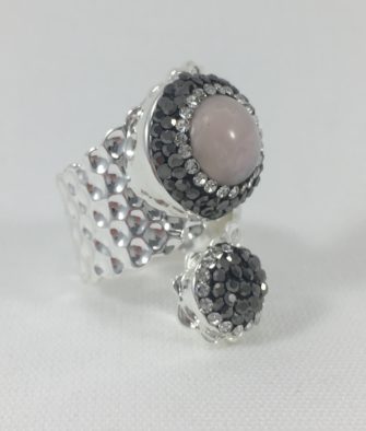 Bijoux Fantaisies Bague Hypnochic Toi et Moi Rose Argent 2