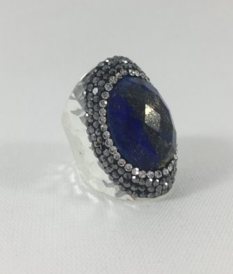 Bijoux fantaisies Bague Hypnochic Pierre Bleu Argent