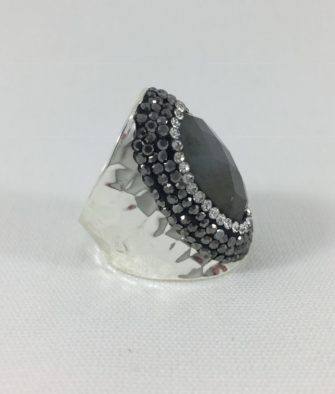 Bijoux fantaisies Bague Hypnochic Pierre Grise Argent