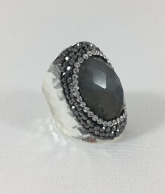 Bijoux fantaisies Bague Hypnochic Pierre Grise Argent