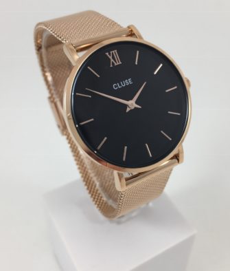 Montre Cluse Minuit Mesh Rose Gold Black