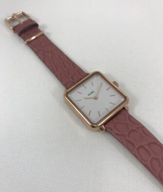 Montre Cluse La Tétragone Rose Gold Soft Berry Alligator