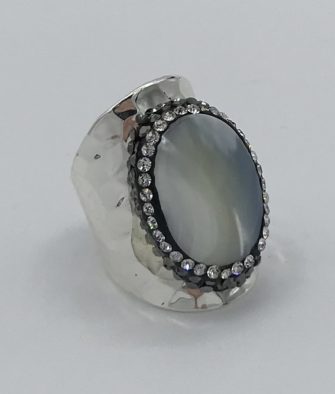 Bijoux fantaisies Bague Hypnochic Pierre Blanche Argent