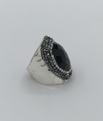 Bijoux fantaisies Bague Hypnochic Pierre Noire Argent