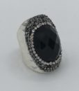 Bijoux fantaisies Bague Hypnochic Pierre Noire Argent