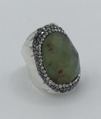 Bijoux fantaisies Bague Hypnochic Pierre Verte Argent