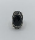 Bijoux fantaisies Bague Hypnochic Pierre Noire Argent