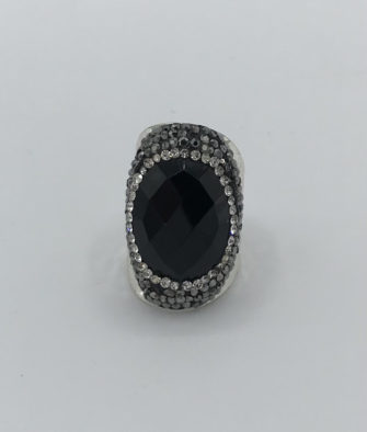 Bijoux fantaisies Bague Hypnochic Pierre Noire Argent