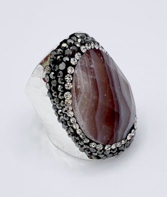 Bijoux fantaisies Bague Hypnochic Pierre Rose Argent