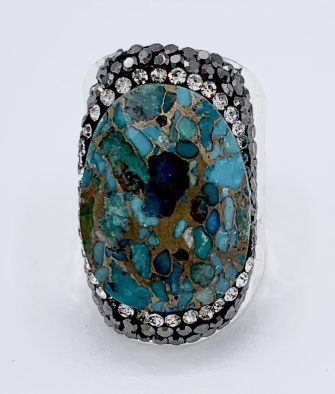 Bijoux fantaisies Bague Hypnochic Pierre Turquoise Argent