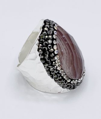 Bijoux fantaisies Bague Hypnochic Pierre Rose Argent