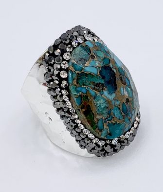 Bijoux fantaisies Bague Hypnochic Pierre Turquoise Argent