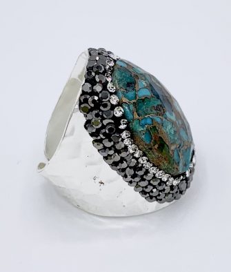 Bijoux fantaisies Bague Hypnochic Pierre Turquoise Argent